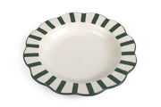 Ceramic Stripe Dinner Plate,  Olive Green - 10 x 10 x 1.25 Inches