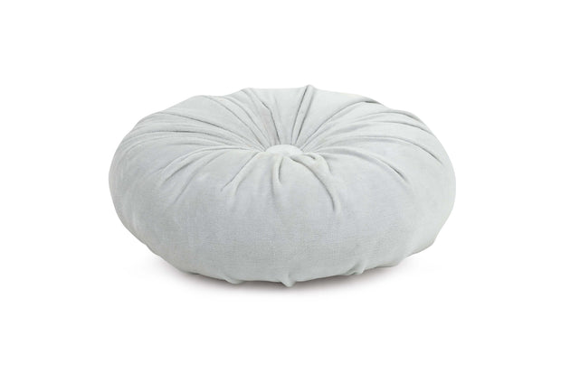 Mini Velvet Round Handmade Pillow light grey - 11 Inch