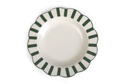 Ceramic Stripe Dinner Plate,  Olive Green - 10 x 10 x 1.25 Inches
