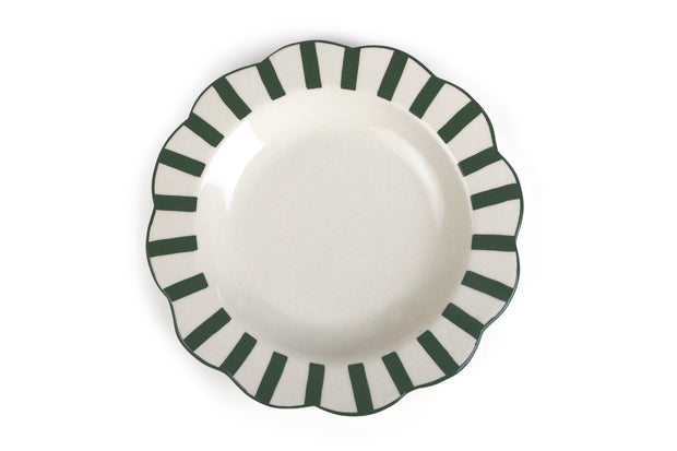 Ceramic Stripe Dinner Plate,  Olive Green - 10 x 10 x 1.25 Inches