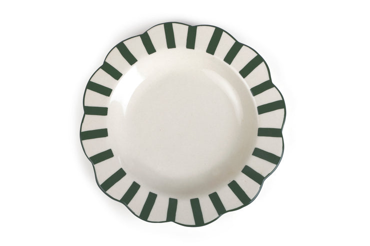 Ceramic Stripe Dinner Plate,  Olive Green - 10 x 10 x 1.25 Inches