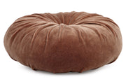 Mini Velvet Round Handmade Pillow, Monk Brown - 11 Inch