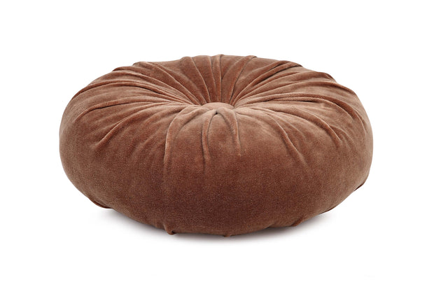 Mini Velvet Round Handmade Pillow - Mocha Brown- 11 Inch
