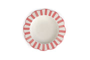 Ceramic stripe Salad Plate,  Pink - 8.25 x 8.25 x 1.25 Inches