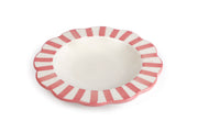Ceramic stripe Salad Plate,  Pink - 8.25 x 8.25 x 1.25 Inches