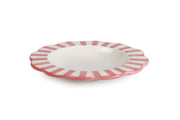 Ceramic stripe Salad Plate,  Pink - 8.25 x 8.25 x 1.25 Inches