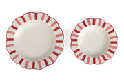 Ceramic stripe Salad Plate,  Rose Red - 8.25 x 8.25 x 1.25 Inches