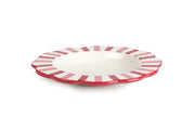 Ceramic stripe Salad Plate,  Rose Red - 8.25 x 8.25 x 1.25 Inches