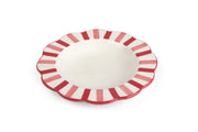 Ceramic stripe Salad Plate,  Rose Red - 8.25 x 8.25 x 1.25 Inches