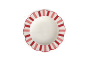 Ceramic stripe Salad Plate,  Rose Red - 8.25 x 8.25 x 1.25 Inches