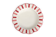 Ceramic Stripe Dinner Plate, Pink Red- 10 x 10 x 1.25 Inches