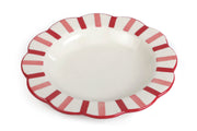 Ceramic Stripe Dinner Plate, Pink Red- 10 x 10 x 1.25 Inches