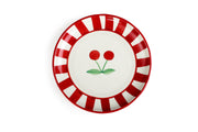 Ceramic Cherry Dessert Plate - Red , 7 Inches