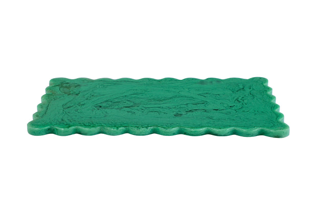 Scallop Rectangular Resin Cheese Board – Green , 14 Inches