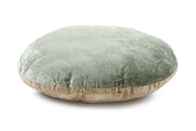 Reversible Velvet Round Pillow, Sage & Biscotti - 16 Inch