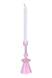 Glass Candle Holder-Pink,  7 x 2.3 Inches