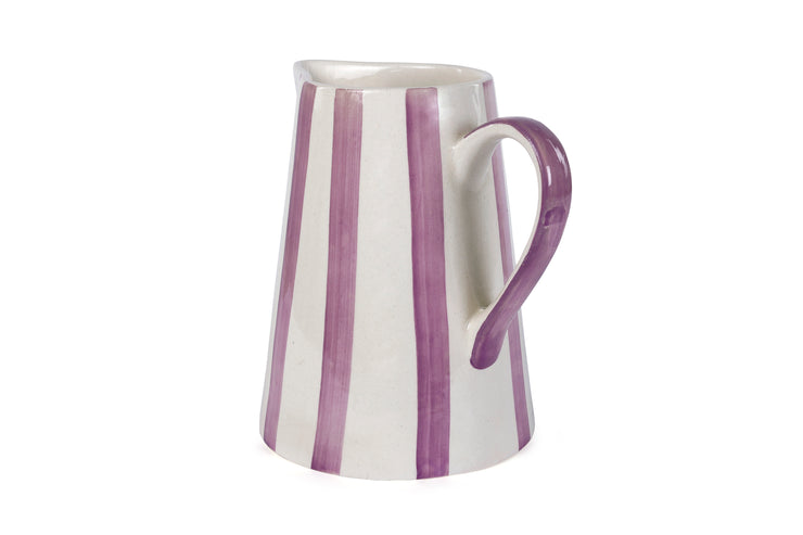 Ceramic Stripe Pitcher, Purple- 8.25 x 8.25 x 8 Inches