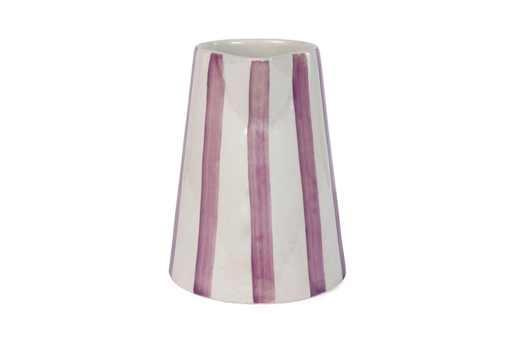 Ceramic Stripe Pitcher, Purple- 8.25 x 8.25 x 8 Inches