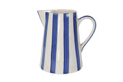 Ceramic Stripe Pitcher, Blue - 8.25 x 8.25 x 8 Inches