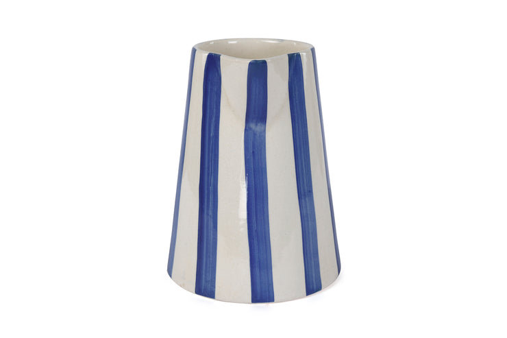 Ceramic Stripe Pitcher, Blue - 8.25 x 8.25 x 8 Inches