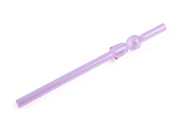 Glass Straw -Pink ,  (Set of 6) 8 x 1 Inches