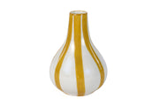 Ceramic Stripe  bud vase, Yellow-  3.5 x 3.5 x 4.75 Inches