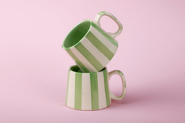 Ceramic Green Stripe  Coffee cup- 220ml