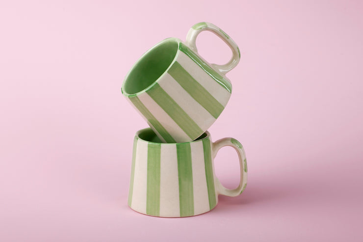 Ceramic Green Stripe  Coffee cup- 220ml