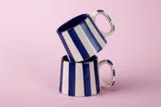Ceramic Stripe  Coffee cup- Dark Blue  220ml