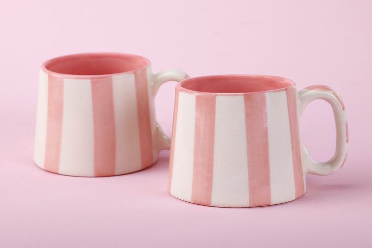 Ceramic Pink Stripe  Coffee cup- 220ml