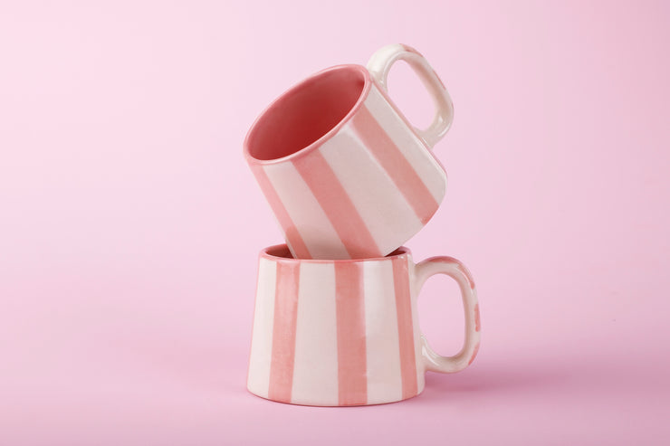 Ceramic Pink Stripe  Coffee cup- 220ml