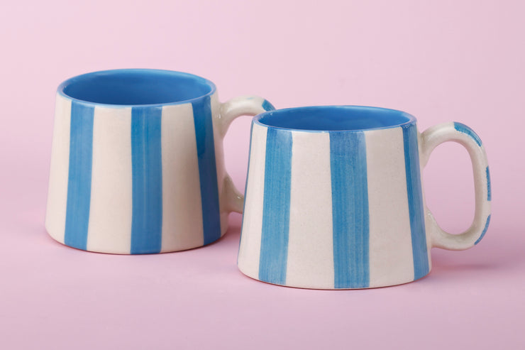 Ceramic Auqa Blue Stripe  Coffee cup- 220ml