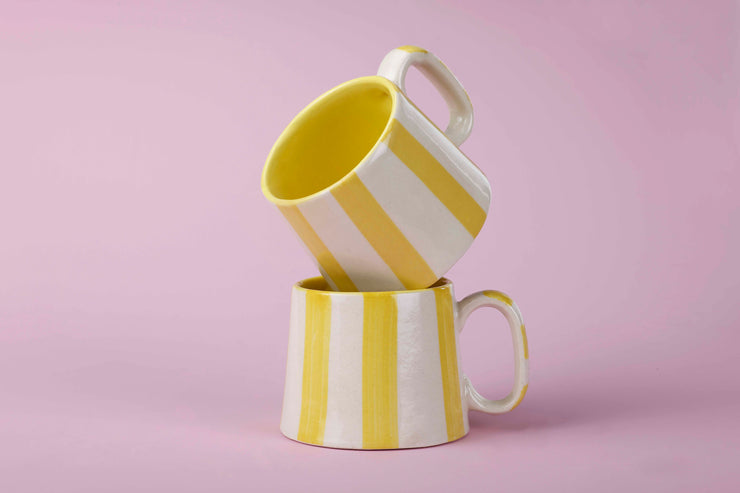 Ceramic Yellow Stripe  Coffee cup- 220ml