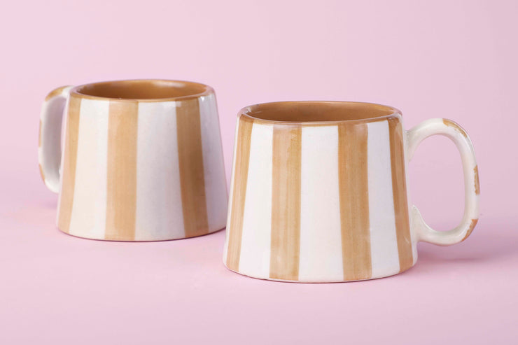 Ceramic Brown Stripe  Coffee cup- 220ml