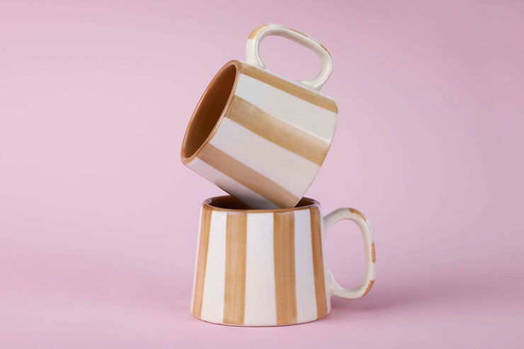 Ceramic Brown Stripe  Coffee cup- 220ml