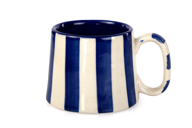 Ceramic Stripe  Coffee cup- Dark Blue  220ml