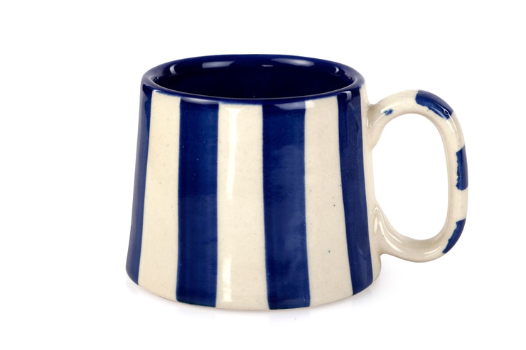 Ceramic Stripe  Coffee cup- Dark Blue  220ml