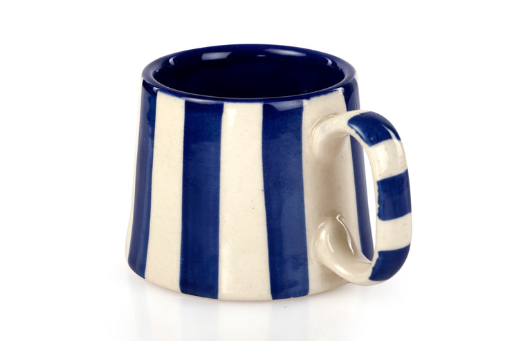 Ceramic Stripe  Coffee cup- Dark Blue  220ml