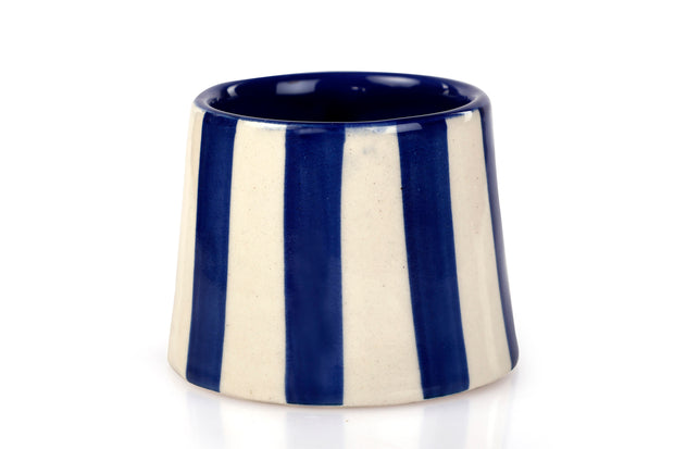 Ceramic Stripe  Coffee cup- Dark Blue  220ml