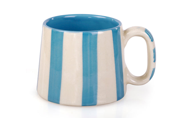 Ceramic Auqa Blue Stripe  Coffee cup- 220ml