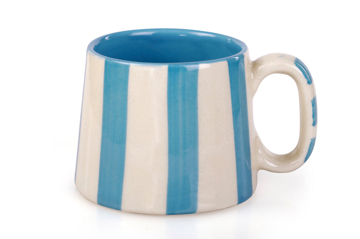 Ceramic Auqa Blue Stripe  Coffee cup- 220ml