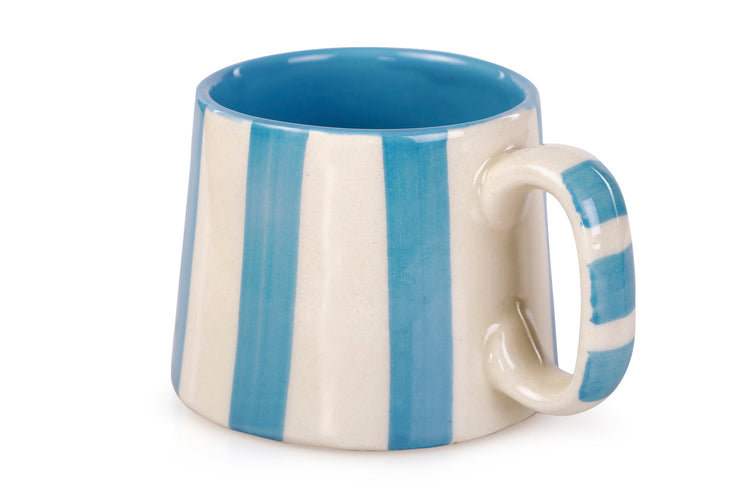 Ceramic Auqa Blue Stripe  Coffee cup- 220ml