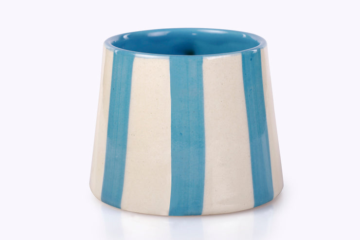 Ceramic Auqa Blue Stripe  Coffee cup- 220ml