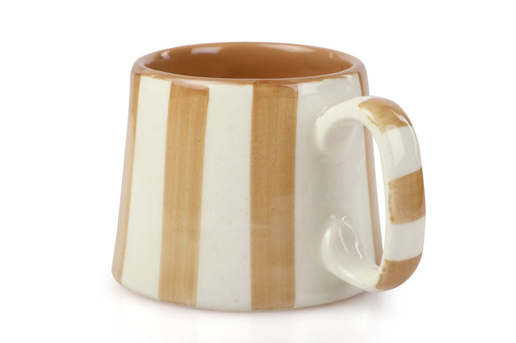 Ceramic Brown Stripe  Coffee cup- 220ml