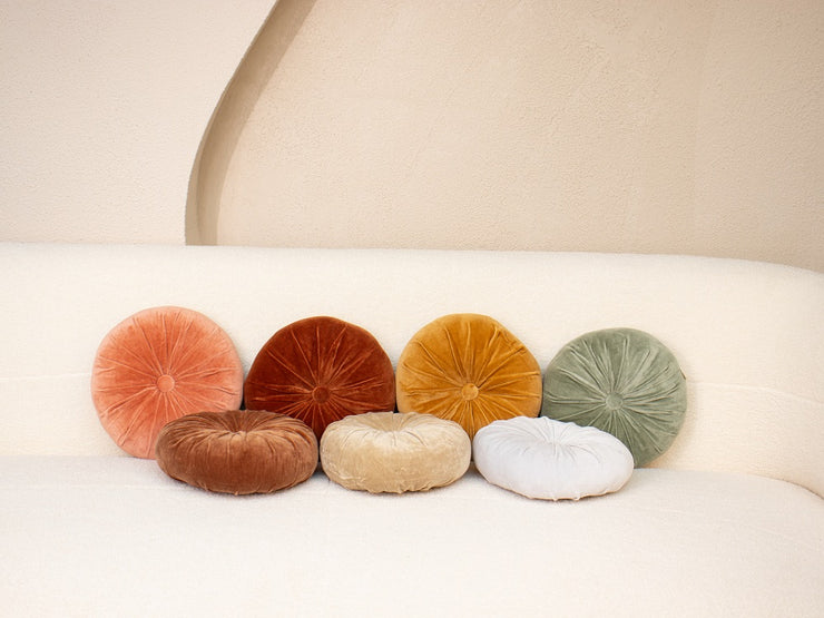 Mini Velvet Round Handmade Pillow, Blush pink - 11 Inch