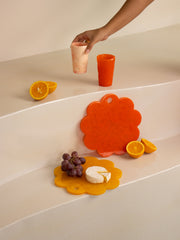 Scallop Resin Cheese Charcuterie Board, Orange - 9 Inches
