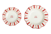 Ceramic Bon Appétit Striped Dinner Plate,  Pink - 10 x 10 x 1.25 Inches