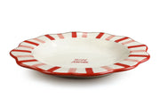 Ceramic Bon Appétit Striped Dinner Plate,  Pink - 10 x 10 x 1.25 Inches