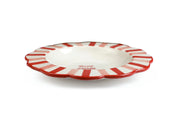 Ceramic Bon Appétit Striped Salad Plate,  Rose Red - 8.25 x 8.25 x 1.25 Inches