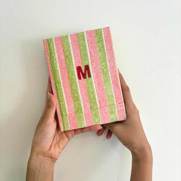 Handmade Paper Journal Notebook, Mint Green & Pink - A5